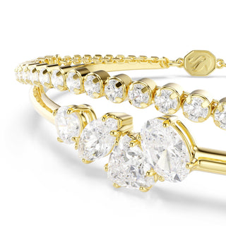 Mesmera bracelet, Mixed cuts, White, 18K gold finish