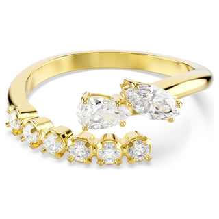 Mesmera open ring, Mixed cuts, White, 18K gold finish