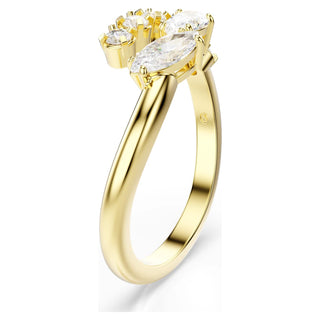 Mesmera open ring, Mixed cuts, White, 18K gold finish