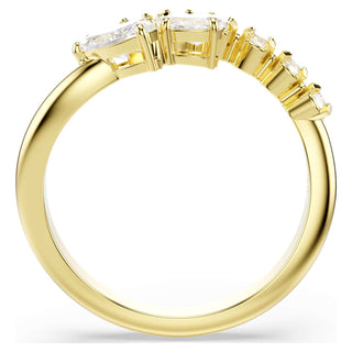 Mesmera open ring, Mixed cuts, White, 18K gold finish