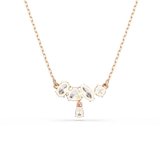 Mesmera necklace, Mixed cuts, White, 18K rose gold finish