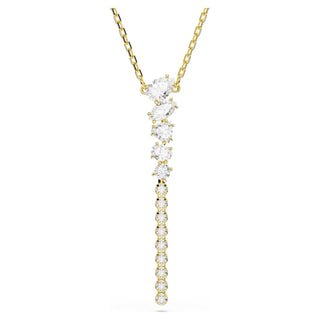 Mesmera Y necklace, Mixed cuts, White, 18K gold finish