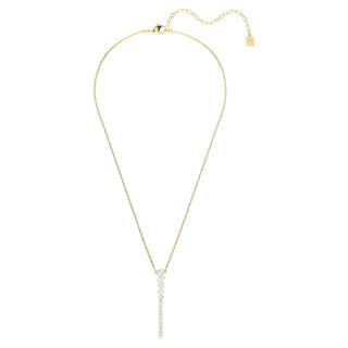 Mesmera Y necklace, Mixed cuts, White, 18K gold finish