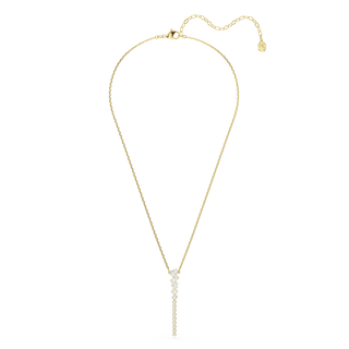 Mesmera Y necklace, Mixed cuts, White, 18K gold finish