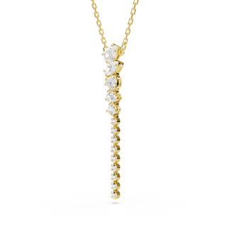Mesmera Y necklace, Mixed cuts, White, 18K gold finish