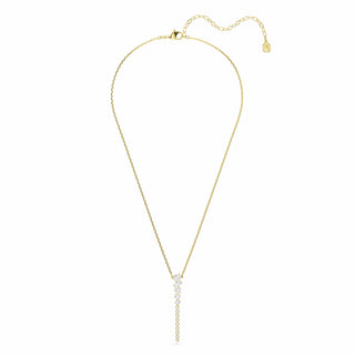 Mesmera Y necklace, Mixed cuts, White, 18K gold finish