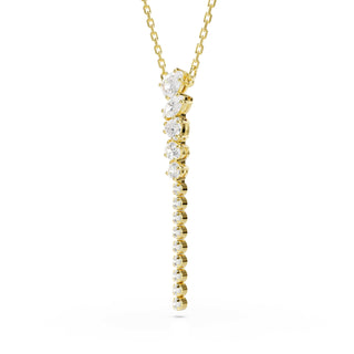 Mesmera Y necklace, Mixed cuts, White, 18K gold finish