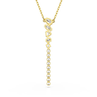Mesmera Y necklace, Mixed cuts, White, 18K gold finish