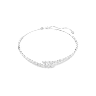 Mesmera necklace, Marquise cut, White, Rhodium plated