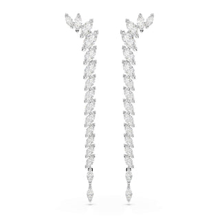 Mesmera earrings, Marquise cut, White, Rhodium plated