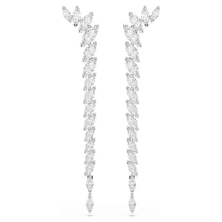 Mesmera earrings, Marquise cut, White, Rhodium plated