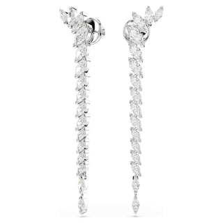 Mesmera earrings, Marquise cut, White, Rhodium plated