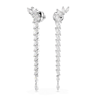 Mesmera earrings, Marquise cut, White, Rhodium plated