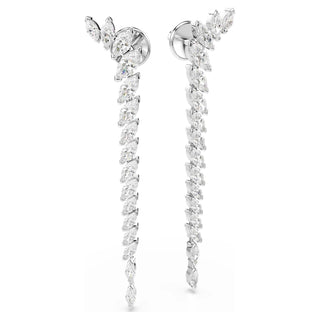 Mesmera earrings, Marquise cut, White, Rhodium plated