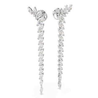 Mesmera earrings, Marquise cut, White, Rhodium plated