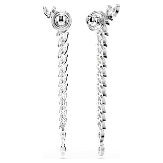 Mesmera earrings, Marquise cut, White, Rhodium plated