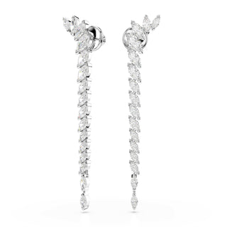 Mesmera earrings, Marquise cut, White, Rhodium plated