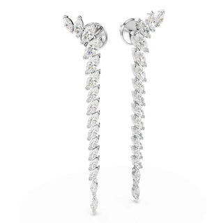 Mesmera earrings, Marquise cut, White, Rhodium plated