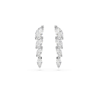 Mesmera earrings, Marquise cut, White, Rhodium plated