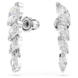 Mesmera earrings, Marquise cut, White, Rhodium plated