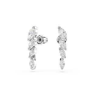Mesmera earrings, Marquise cut, White, Rhodium plated
