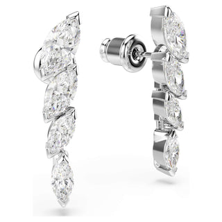 Mesmera earrings, Marquise cut, White, Rhodium plated
