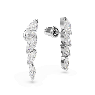Mesmera earrings, Marquise cut, White, Rhodium plated