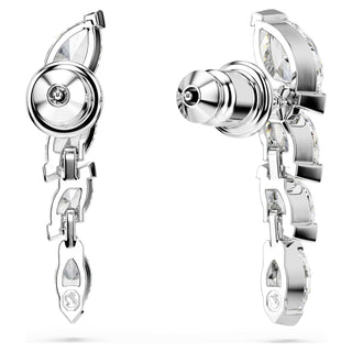 Mesmera earrings, Marquise cut, White, Rhodium plated