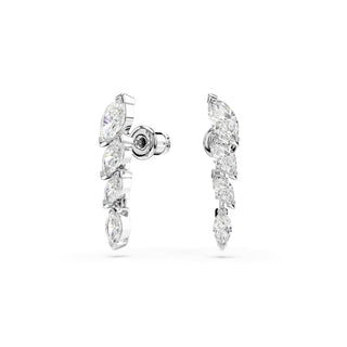 Mesmera earrings, Marquise cut, White, Rhodium plated