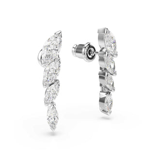 Mesmera earrings, Marquise cut, White, Rhodium plated