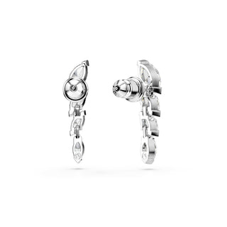 Mesmera earrings, Marquise cut, White, Rhodium plated