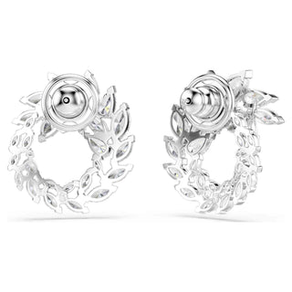 Mesmera hoop earrings, Marquise cut, White, Rhodium plated