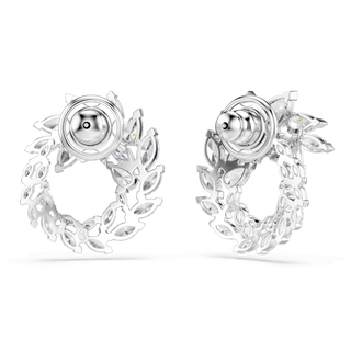 Mesmera hoop earrings, Marquise cut, White, Rhodium plated