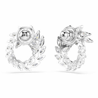 Mesmera hoop earrings, Marquise cut, White, Rhodium plated