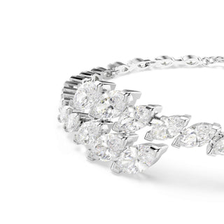 Mesmera bracelet, Marquise cut, White, Rhodium plated
