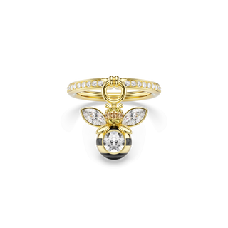 Idyllia motif ring, Mixed cuts, Bee, Multicolored, 18K gold finish
