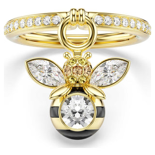 Idyllia motif ring, Mixed cuts, Bee, Multicolored, 18K gold finish