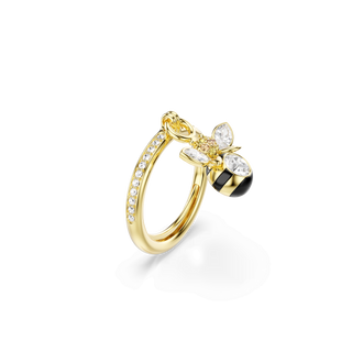 Idyllia motif ring, Mixed cuts, Bee, Multicolored, 18K gold finish
