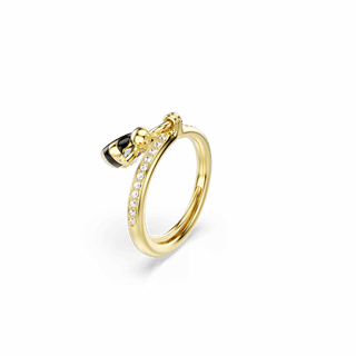 Idyllia motif ring, Mixed cuts, Bee, Multicolored, 18K gold finish