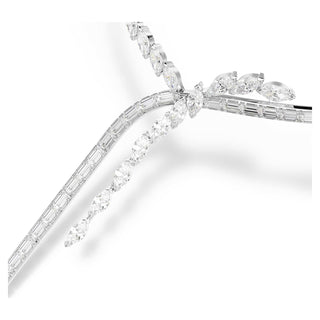 Mesmera Y necklace, Mixed cuts, White, Rhodium plated