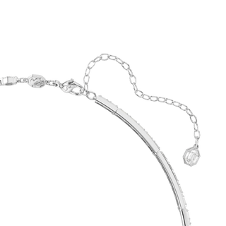 Mesmera Y necklace, Mixed cuts, White, Rhodium plated