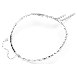 Mesmera Y necklace, Mixed cuts, White, Rhodium plated