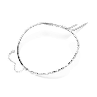 Mesmera Y necklace, Mixed cuts, White, Rhodium plated