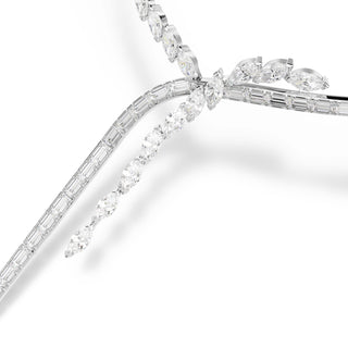 Mesmera Y necklace, Mixed cuts, White, Rhodium plated