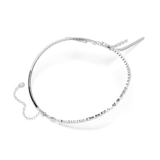Mesmera Y necklace, Mixed cuts, White, Rhodium plated