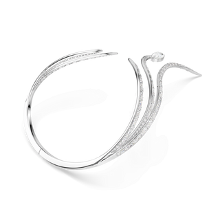 Vienna necklace, Mixed cuts, White, Rhodium plated