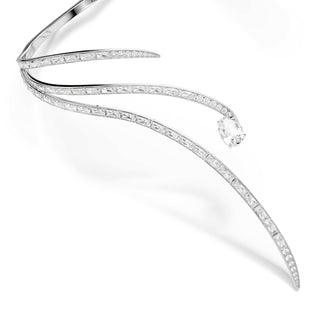 Vienna necklace, Mixed cuts, White, Rhodium plated