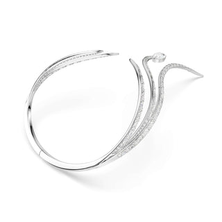 Vienna necklace, Mixed cuts, White, Rhodium plated