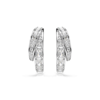 Vienna hoop earrings, Mixed cuts, White, Rhodium plated