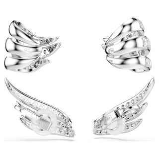 Vienna ear cuffs, Mixed cuts, Swan, White, Rhodium plated